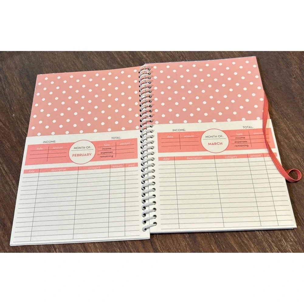 Home Finance Bill Organizer w/ Monthly Pockets Budget Planner Blue/White/Peach